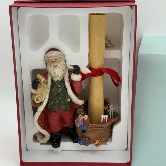 Partylite 7" Santa Checking His List Candle Holder Figurine‎ P9841 Christmas Box - Picture 2 of 10
